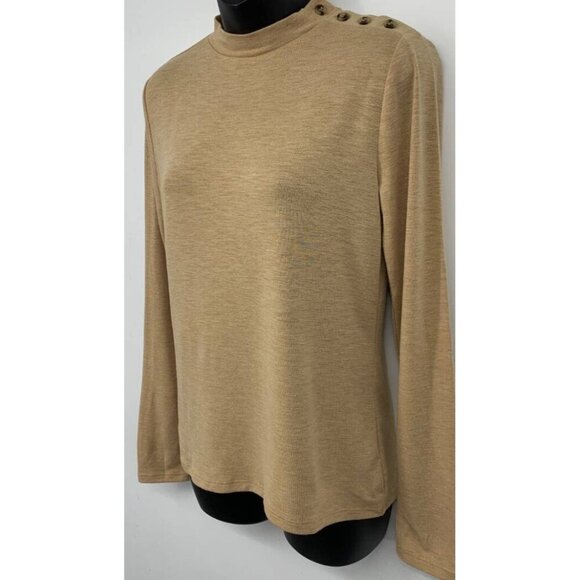 Ann Taylor Women Knit Long Sleeve Sweater Size Small S Beige Button Mock NWT New - Picture 3 of 6